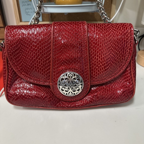 Brighton Red Snakeskin Purse Shoulder‎ Bag E633450 8x10 - Picture 1 of 11